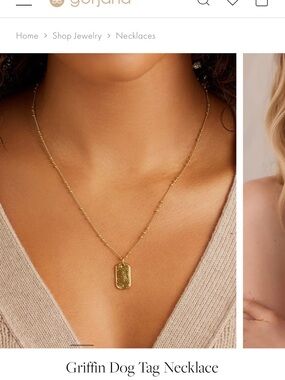 Gorjana Gold Textured Dog Tag Pendant Necklace